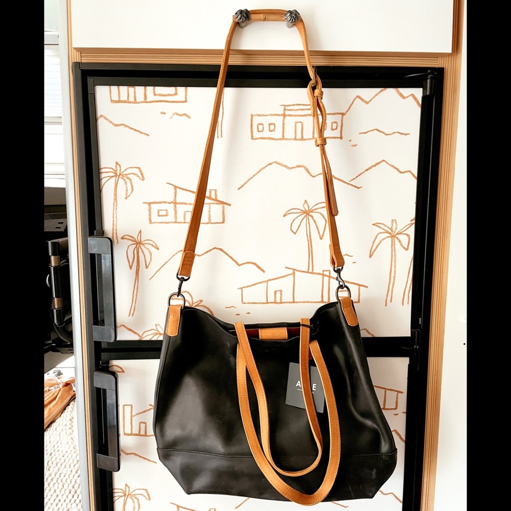 NWT: ABLE Abera black & tan tote leather crossbody